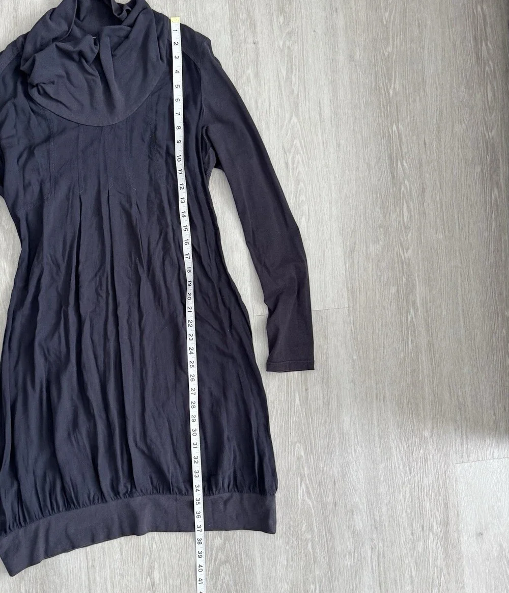 SANDWICH Dress Long Sleeve Cowl Neck Women Size 38 Navy Blue Pleated - Picture 7 of 12